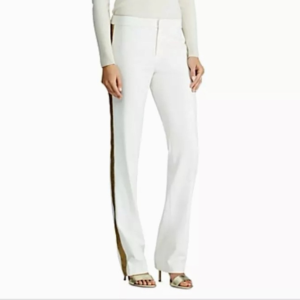 📦SOLD📦 New! Lauren Ralph Lauren trousers cream with embroidered gold stripe.